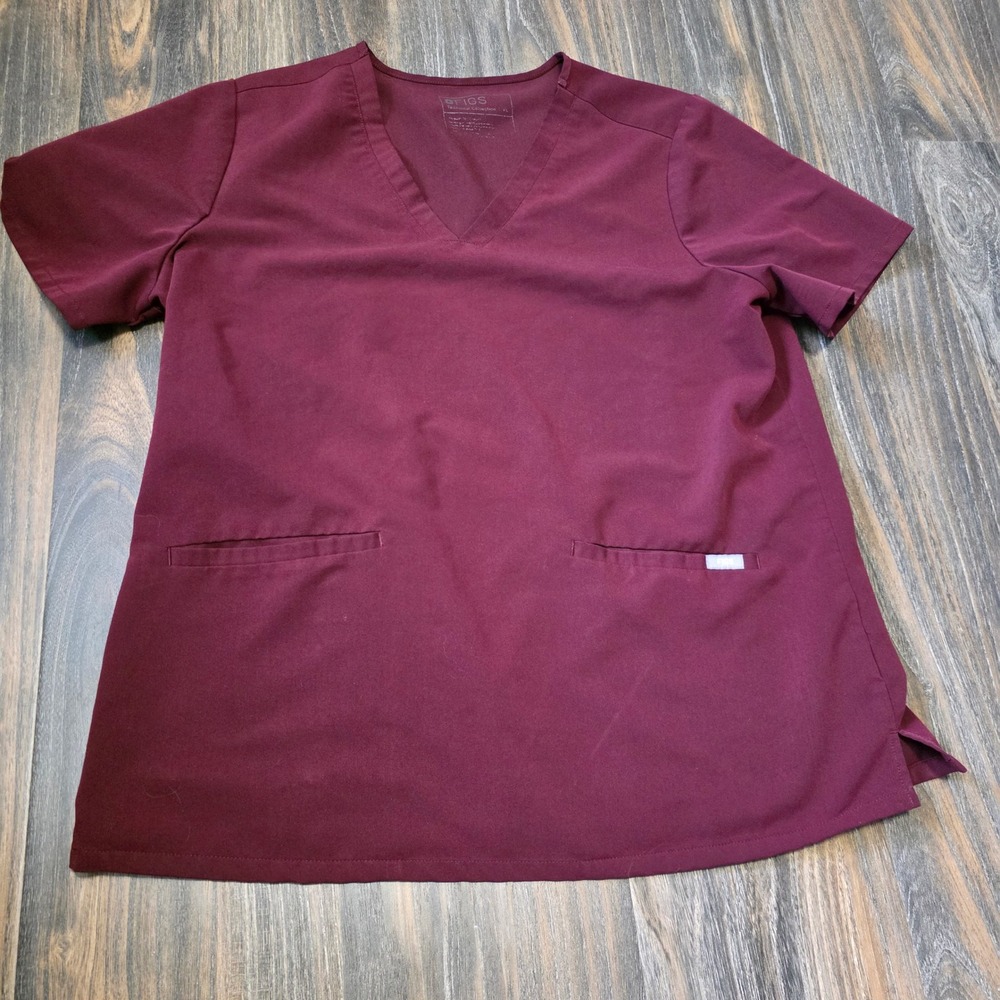 Figs Technical Collection Burgundy V-Neck Scrub Top FW1100 XL Womens Scrub Top